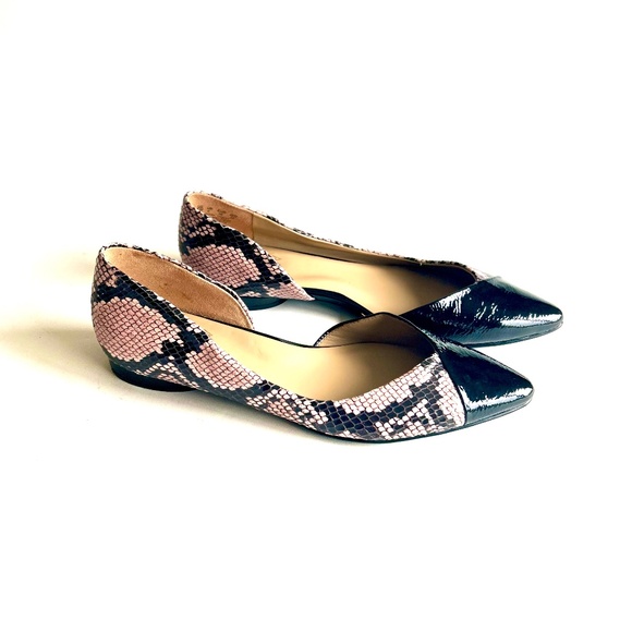 Naturalizer Black Pink Animal Print Leather Point Toe Flats size 8 - Picture 1 of 15